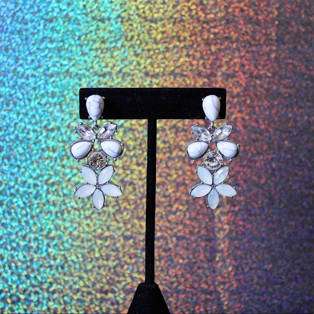 ✨ Marble Rhinestone Dangle Earrings